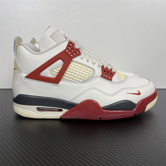 air jordan 4 retro white red mid-top basketball sneakers